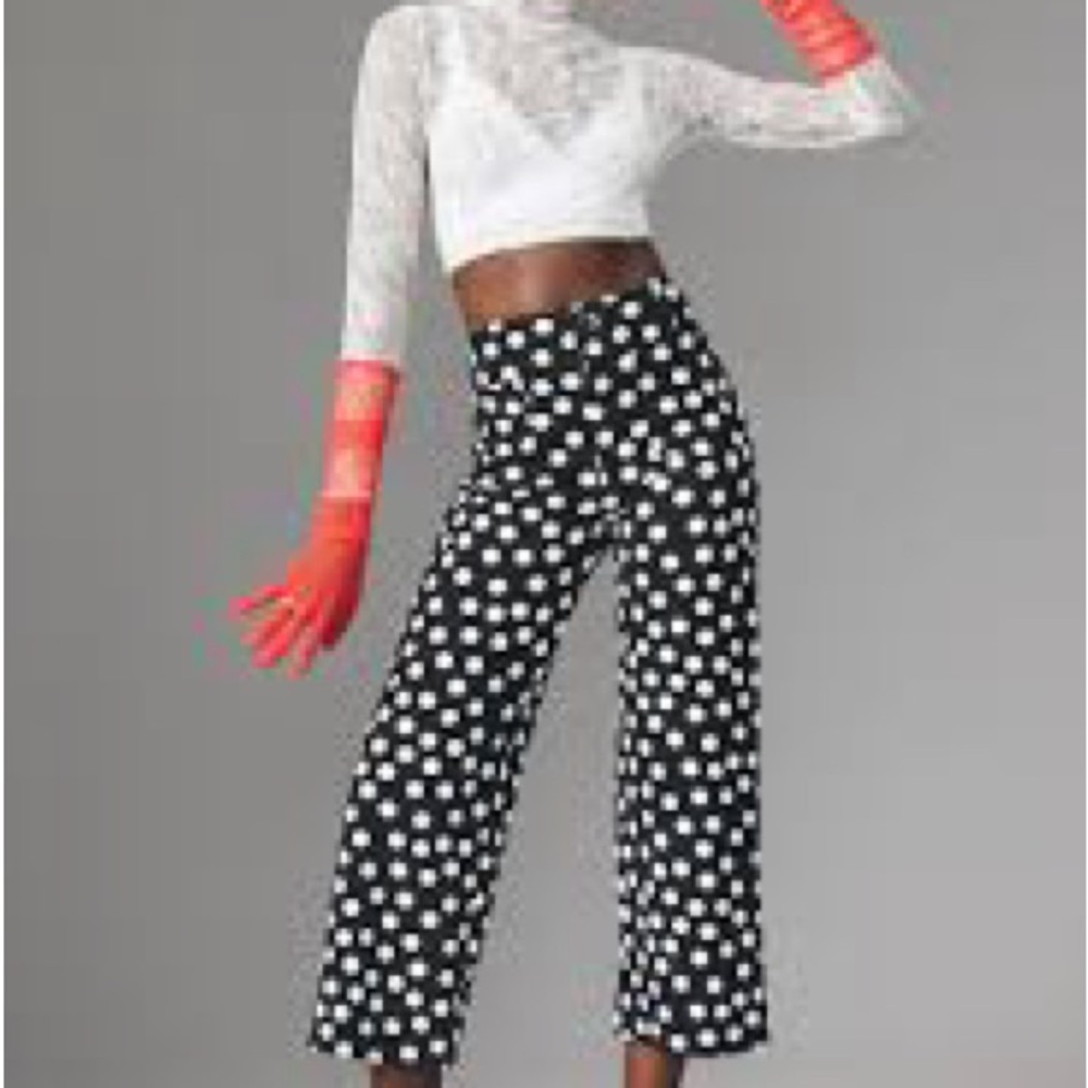 Maeve Colette Black and White Polka Dot Wide Leg Pants